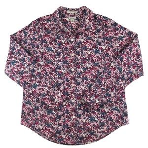 LL Bean Womens Wrinkle Free Floral Long Sleeve Button Up  Shirt Size XS PET